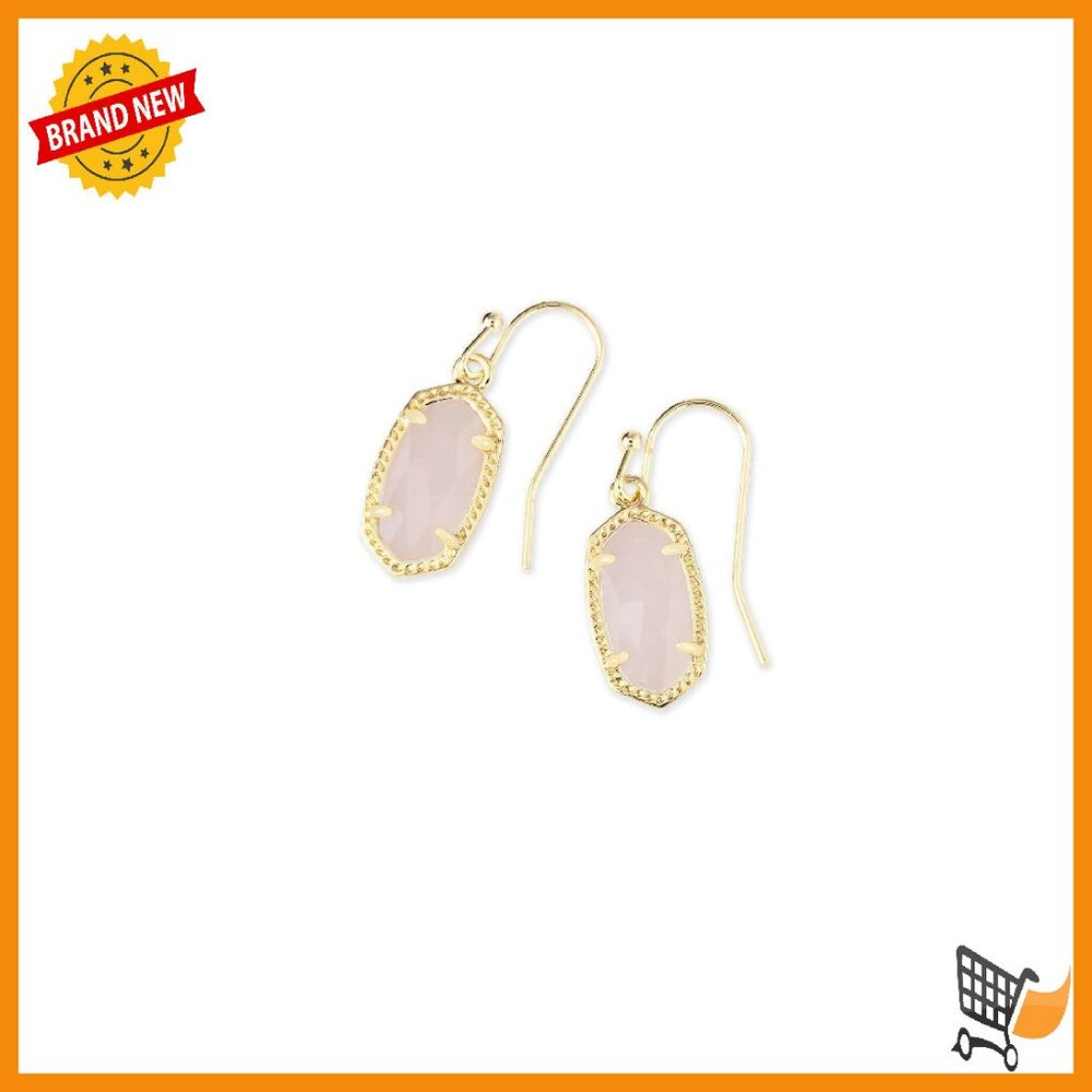 Gold-Plated Drop Earrings With Quartz Gemstone, 0.63" Length